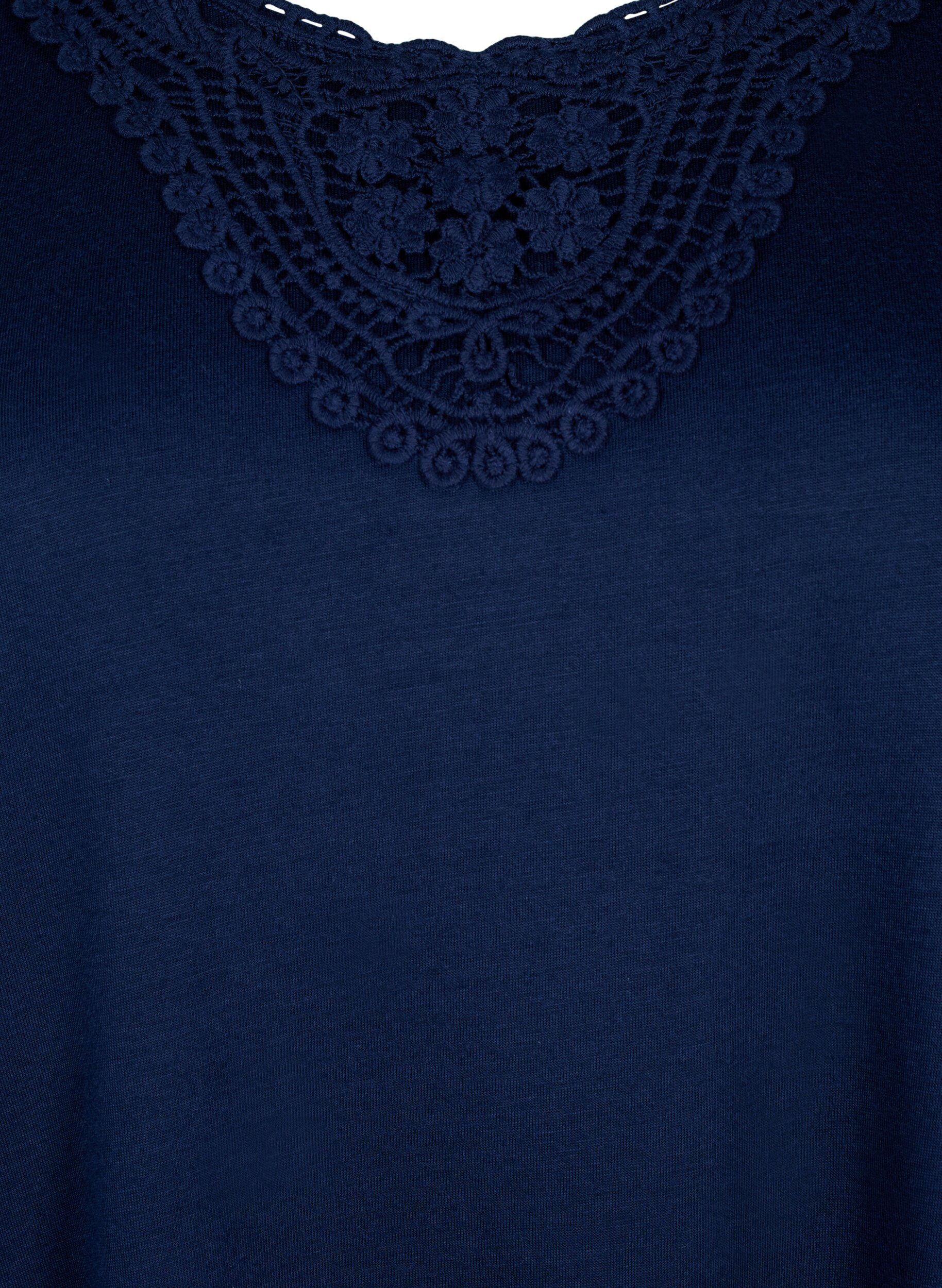 Zizzi Top bez rekaw&oacute;w z koronka, Navy Blazer, Packshot image number 2