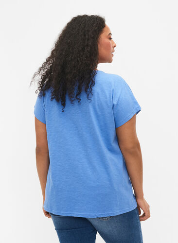Bawelniana koszulka z nadrukiem lisci, Ultramarine C Leaf, Model image number 1