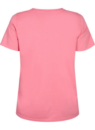 T-shirt z krótkim rekawem i dekoltem w szpic, Bubblegum Pink, Packshot image number 1