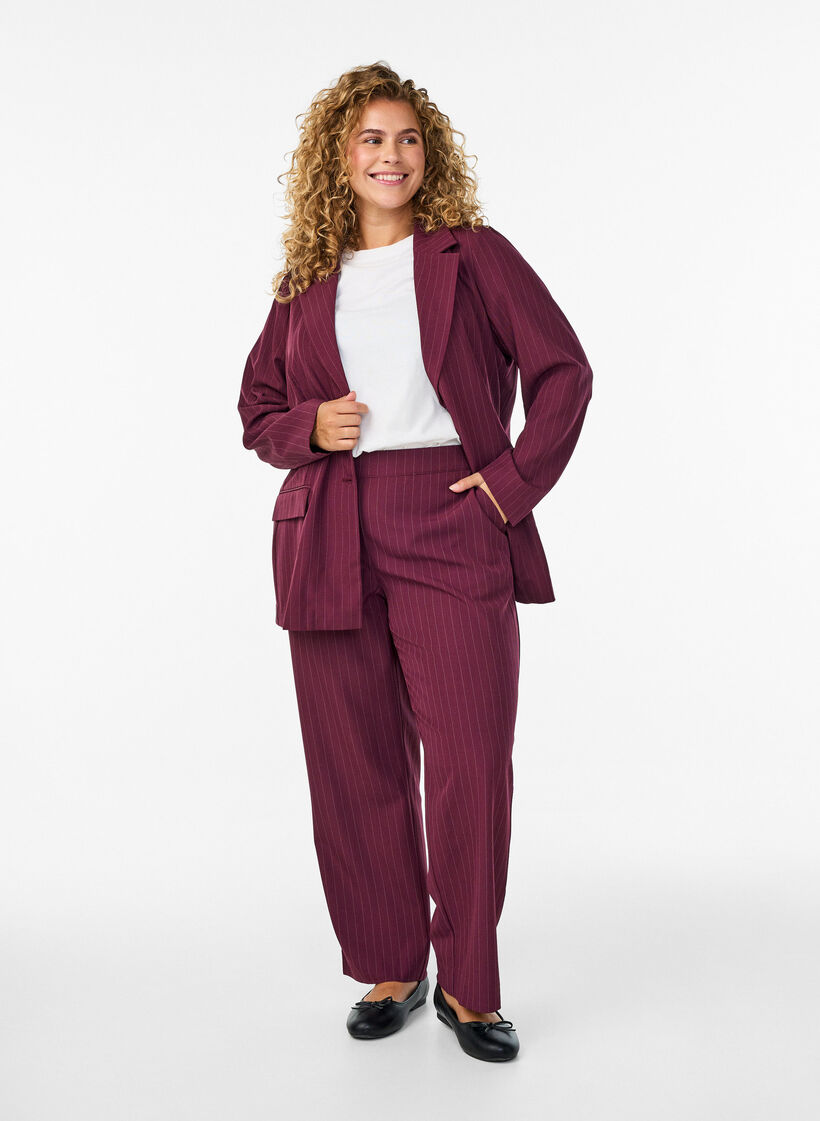 Luzne spodnie z kieszeniami, Czerwony, Model image number 0