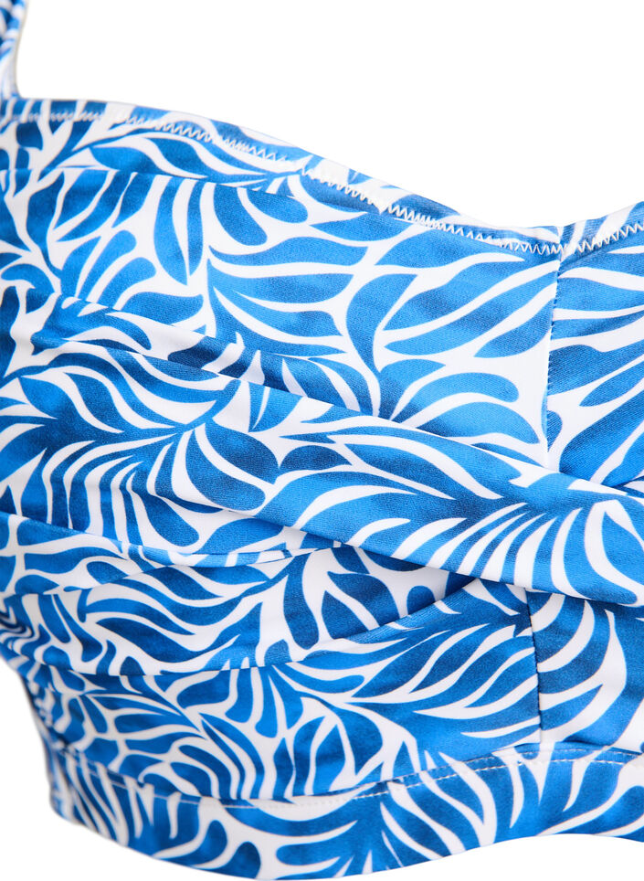 Bikinikowy top z wysci&oacute;lka i nadrukiem, Niebieskie, Packshot image number 2