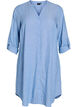 Koszula o przedluzonym kroju z lnu i wiskozy, Niebieskie, Packshot image number 0