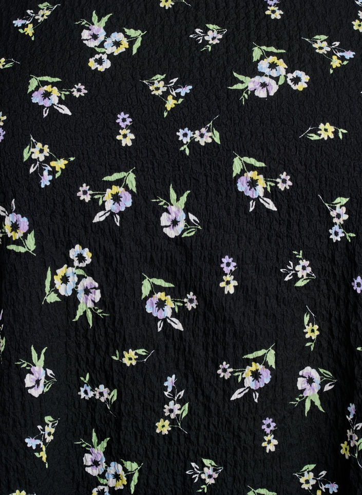 FLASH – bluzka z krótkim rekawem z faktura, Czarne, Packshot image number 2