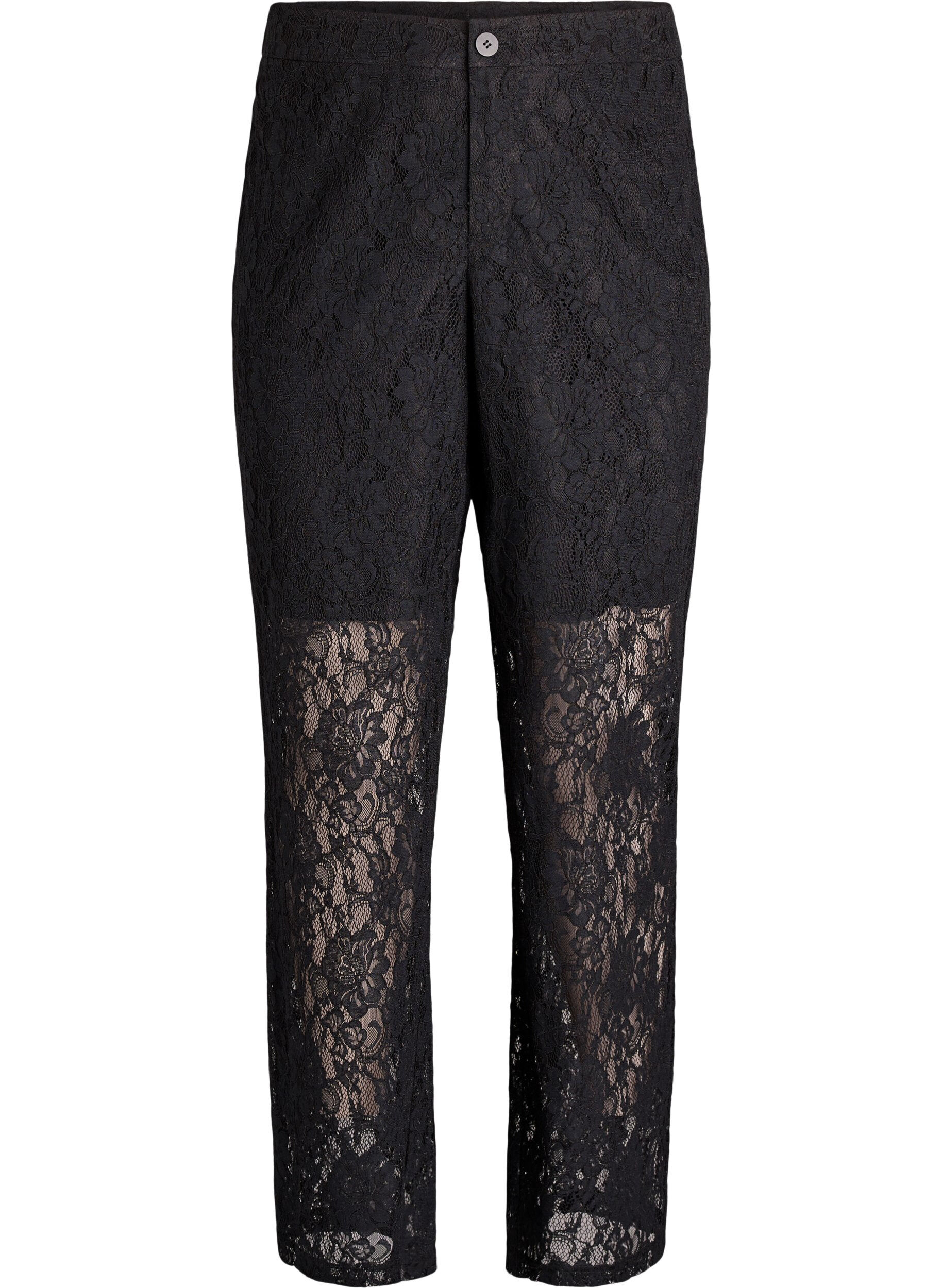 Koronkowe spodnie z wysokim stanem