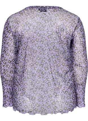 Obcisla siateczkowa bluzka z nadrukiem w kwiaty, Purple AOP, Packshot image number 1