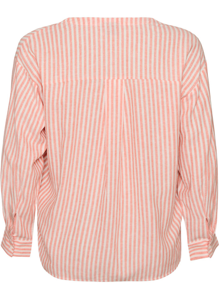 Bluzka z lnu i wiskozy z dekoltem w ksztalcie litery V, Czerwony, Packshot image number 1