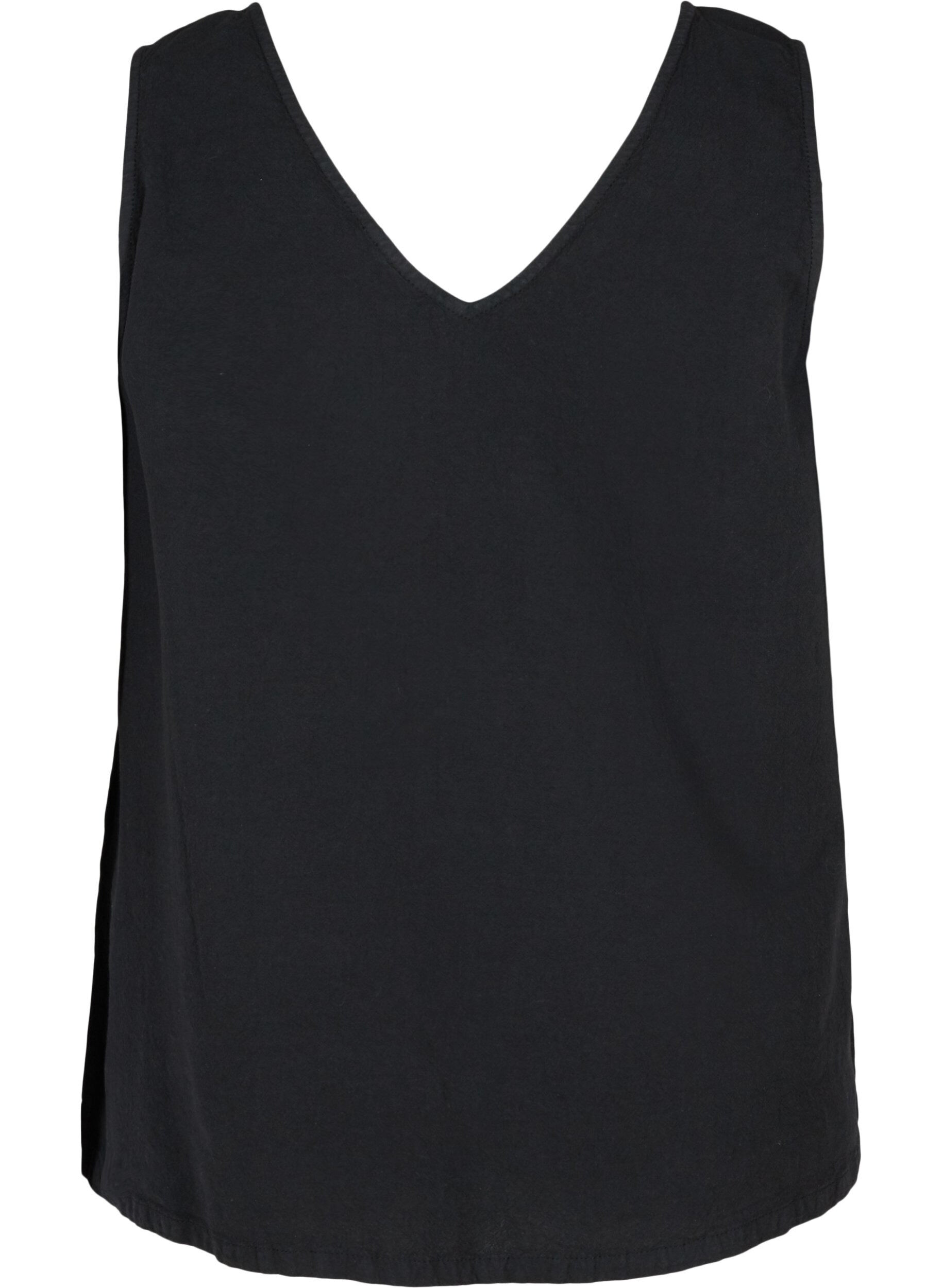 Zizzi Sleeveless top in cotton, Black, Packshot image number 1