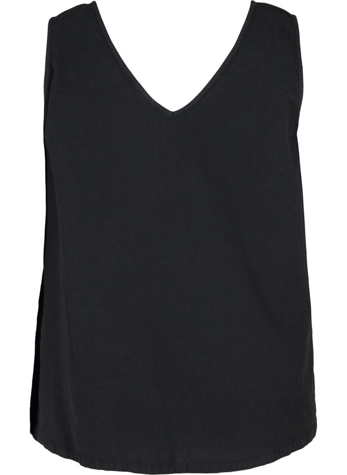 Sleeveless top in cotton, Black, Packshot image number 1