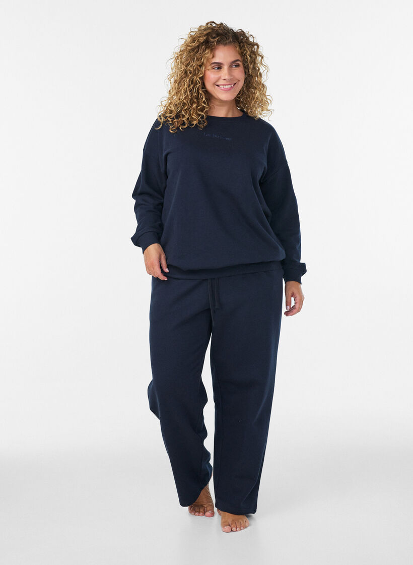 Bluza z nadrukiem tekstowym, Niebieskie, Model image number 1