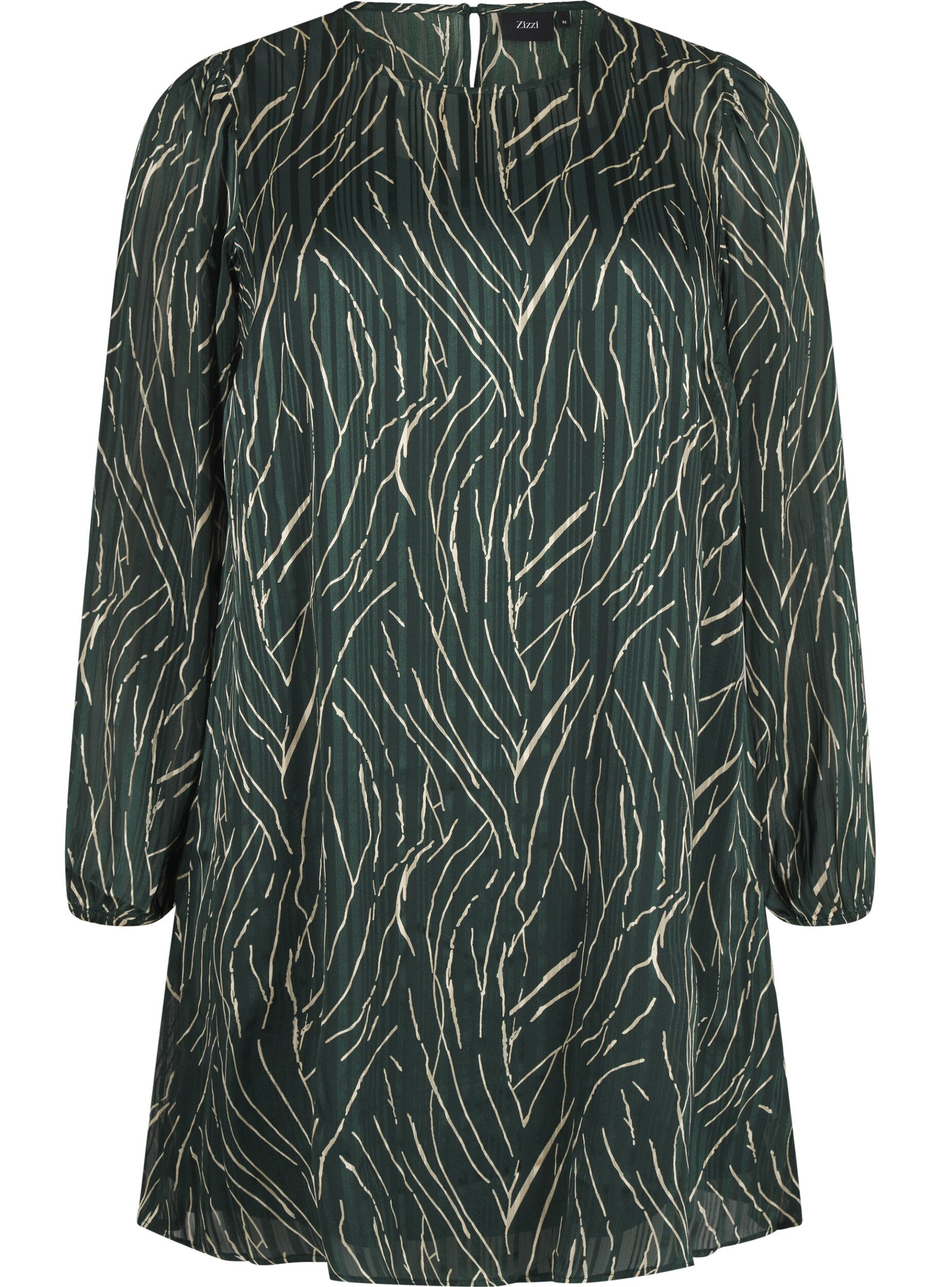 Zizzi Kr&oacute;tka sukienka z nadrukiem i okraglym dekoltem, Scarab Safari AOP, Packshot image number 0