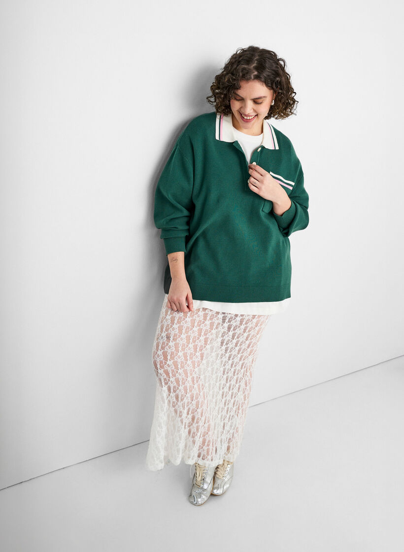 Dluga, przezroczysta sp&oacute;dnica koronkowa, Biały, Image