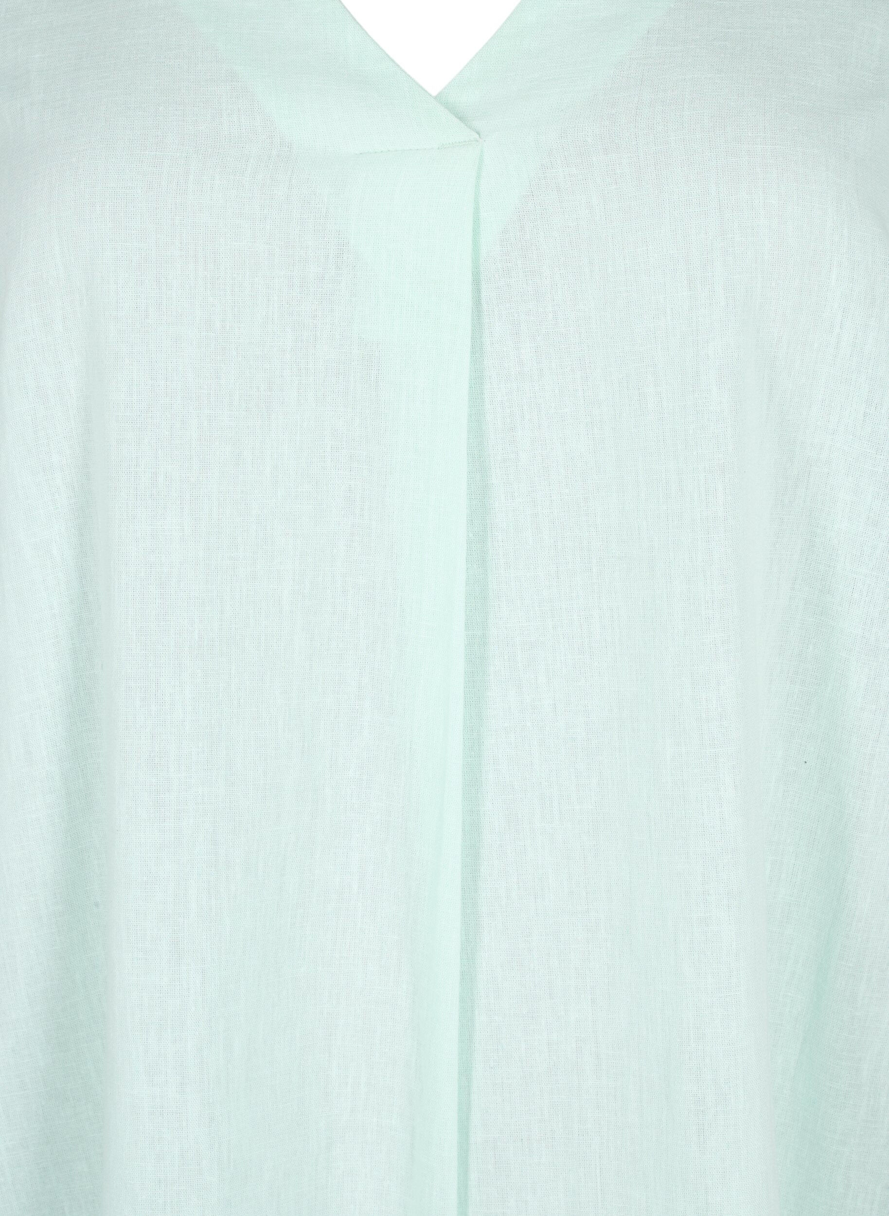 Zizzi Bawelniana sukienka typu kaftan z domieszka lnu, Zielony, Packshot image number 2