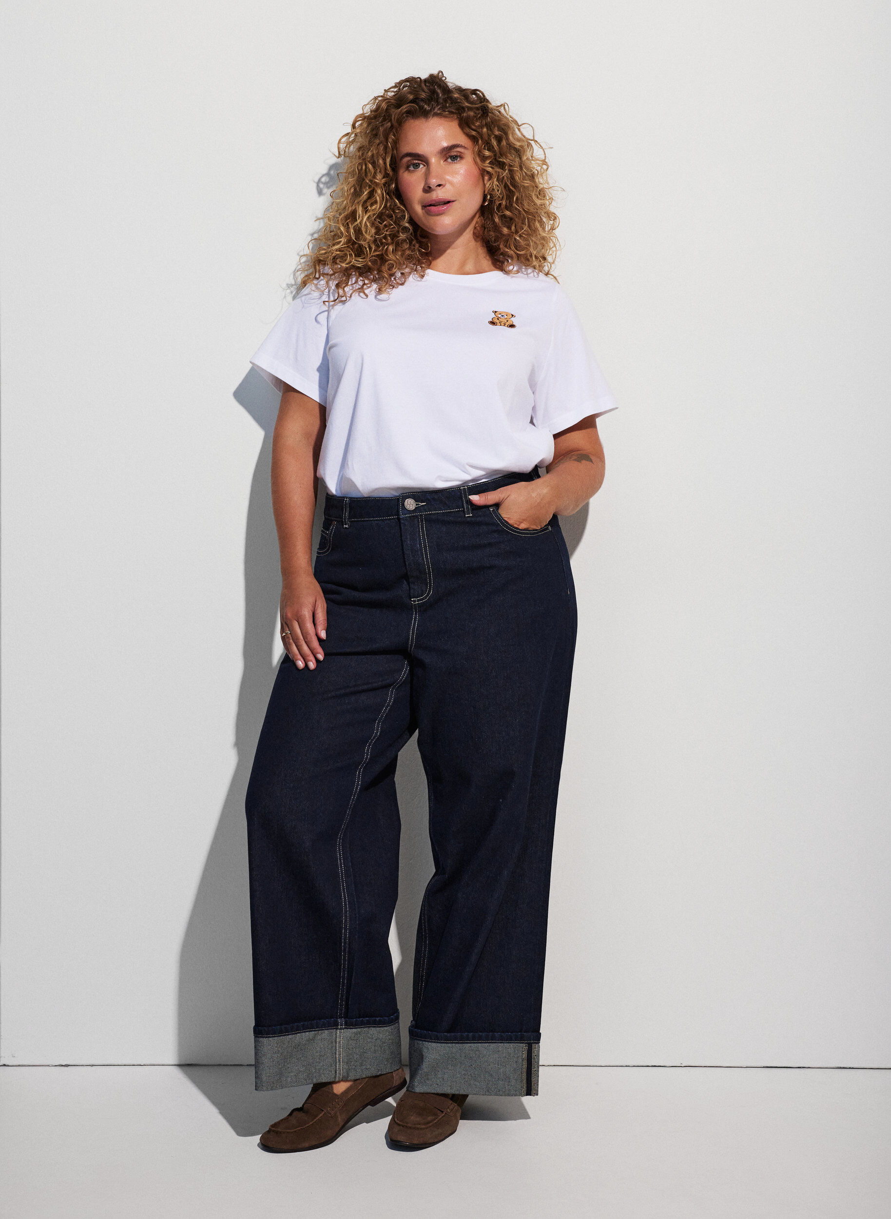 ZizziBawelna organiczna Koszulka z motywem misia, Biały, Model image number 1