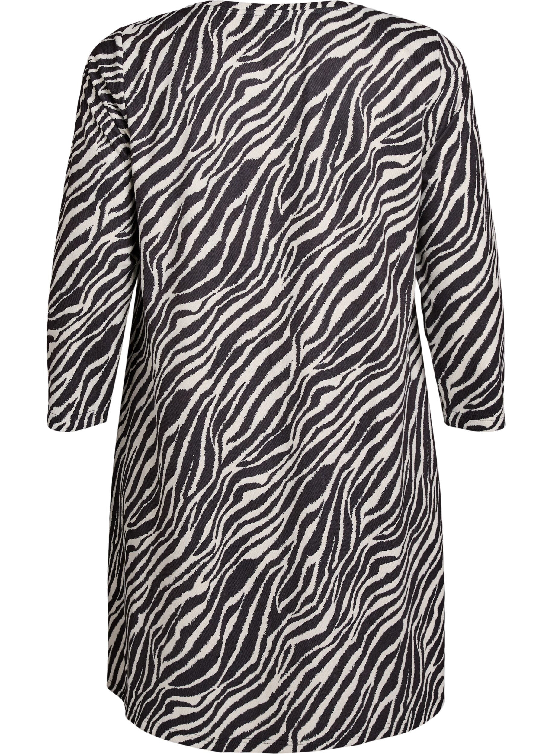 Zizzi Kr&oacute;tka sukienka o kroju trapezowym z rekawami 7/8, Czarne, Packshot image number 1