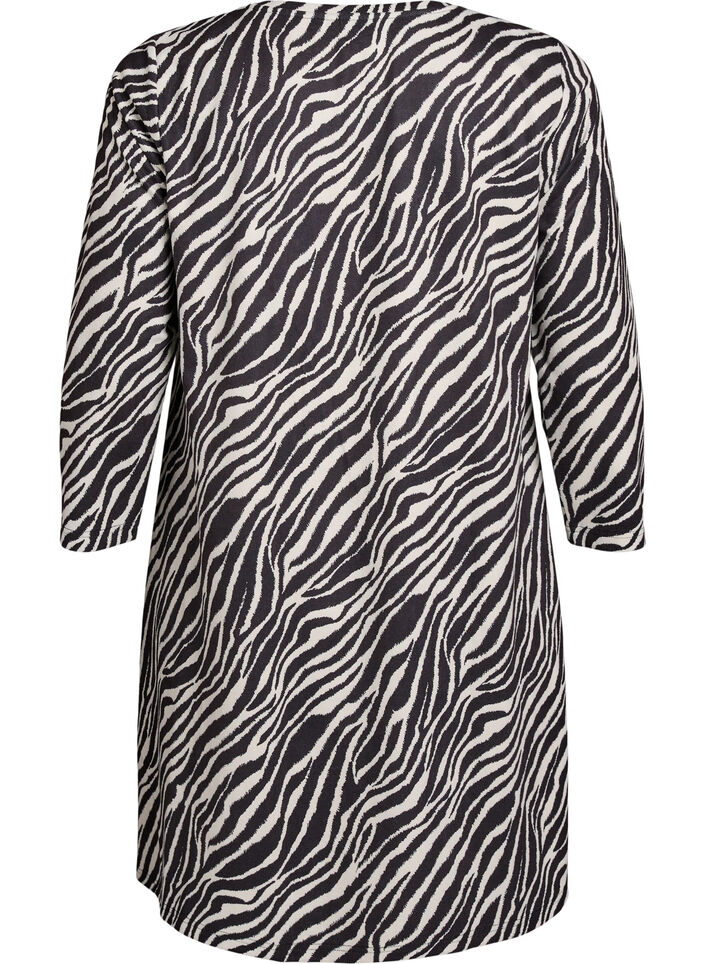 Krótka sukienka o kroju trapezowym z rekawami 7/8, Czarne, Packshot image number 1