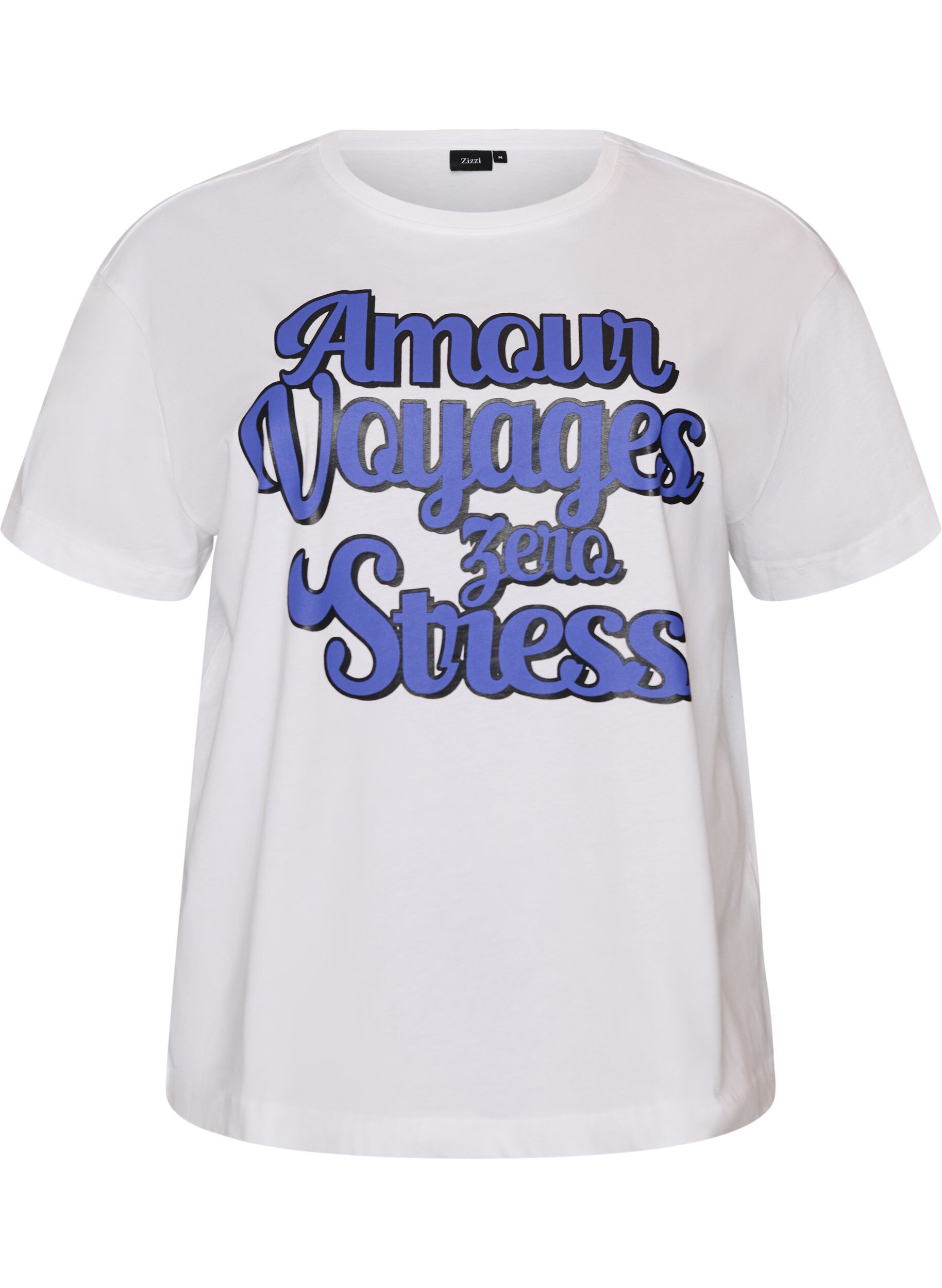 ZizziT-shirt z kr&oacute;tkim rekawem i nadrukiem ze 100 % bawelny, Biały, Packshot image number 0