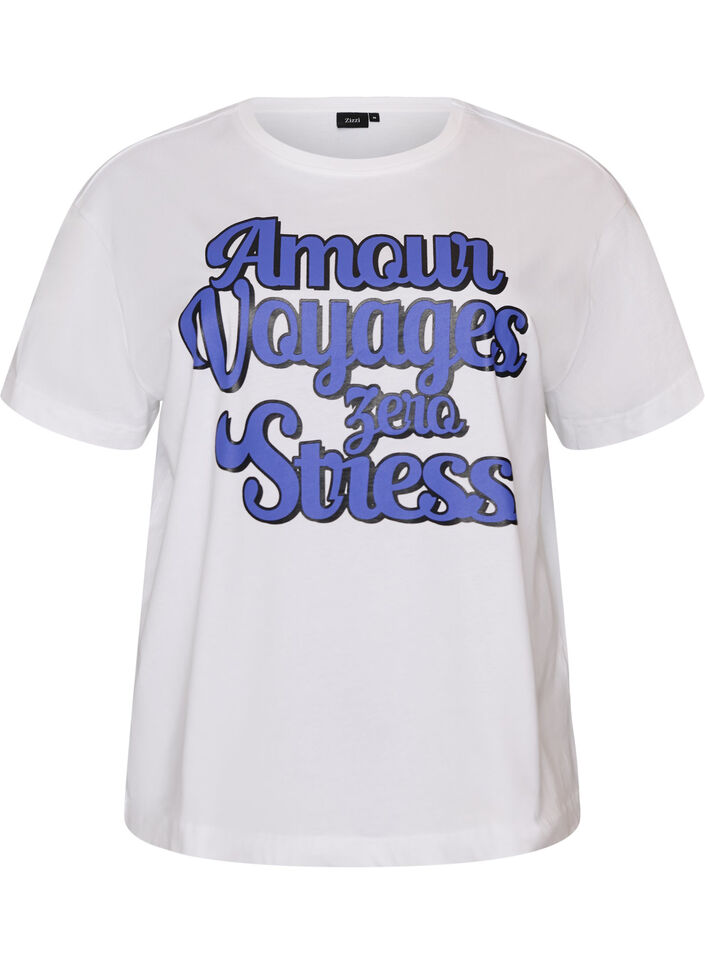 T-shirt z kr&oacute;tkim rekawem i nadrukiem ze 100 % bawelny, Biały, Packshot image number 0