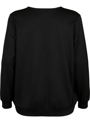 Bluza z dekoltem w szpic i kieszenia, Black, Packshot image number 1