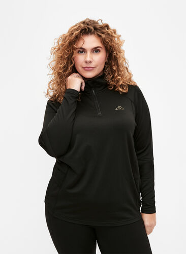 Bluza podstawowa z kieszeniami i siateczka, Black, Model image number 0