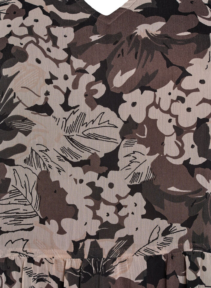 Krótka sukienka w ksztalcie litery A z kwiatowym nadrukiem, Czarne, Packshot image number 2