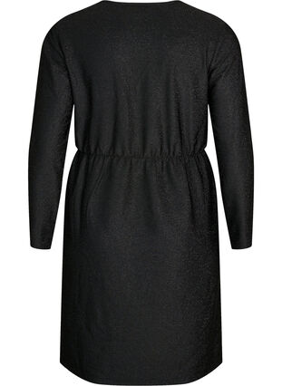 Brokatowa sukienka z dekoltem w szpic, Black Black, Packshot image number 1