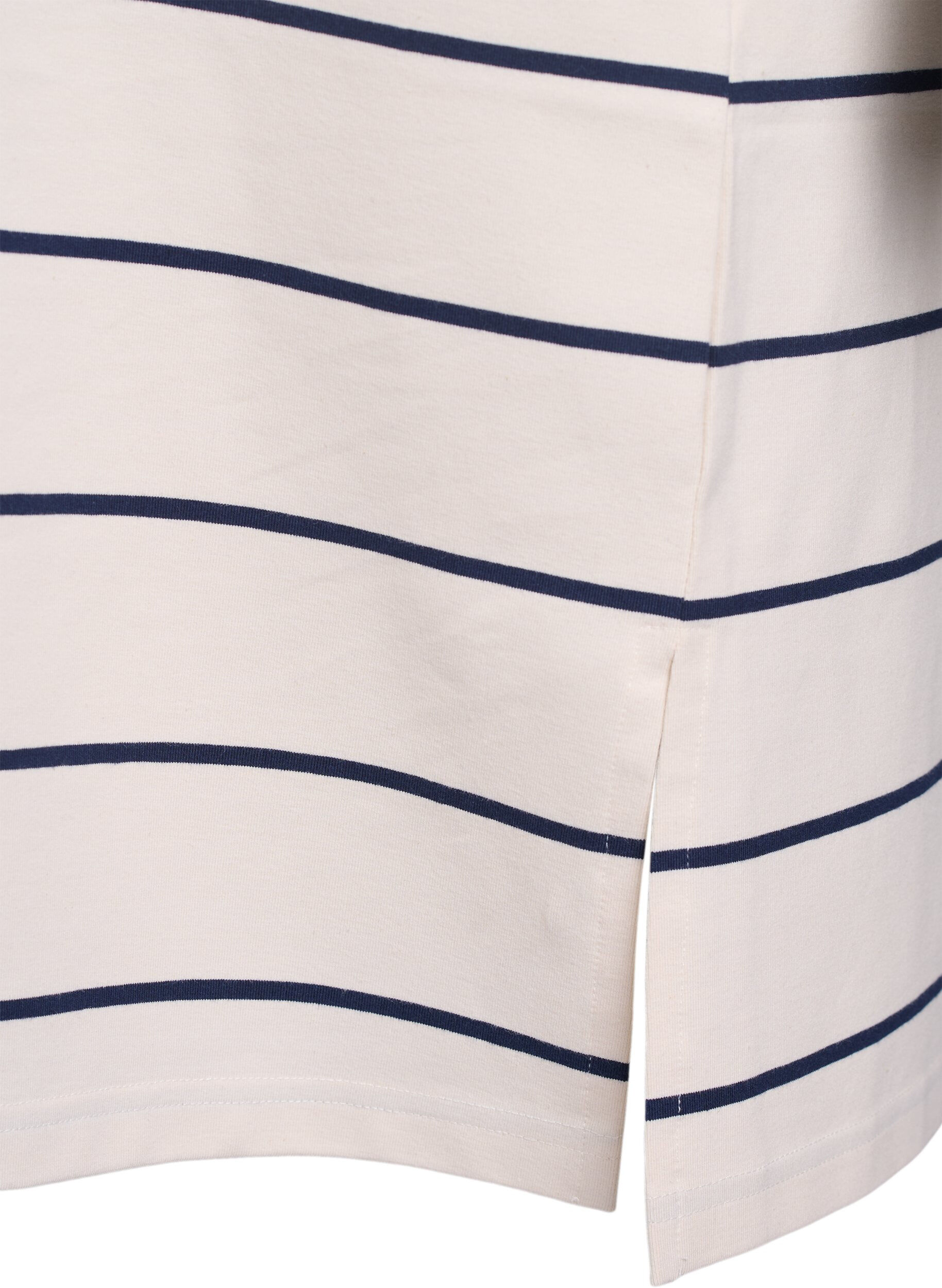 Zizzi Kr&oacute;tka dzersejowa sukienka w paski, Beżowy, Packshot image number 3