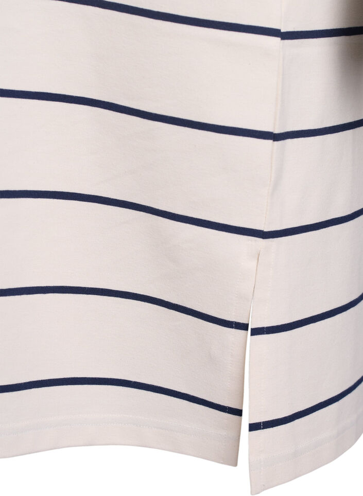 Krótka dzersejowa sukienka w paski, Beżowy, Packshot image number 3