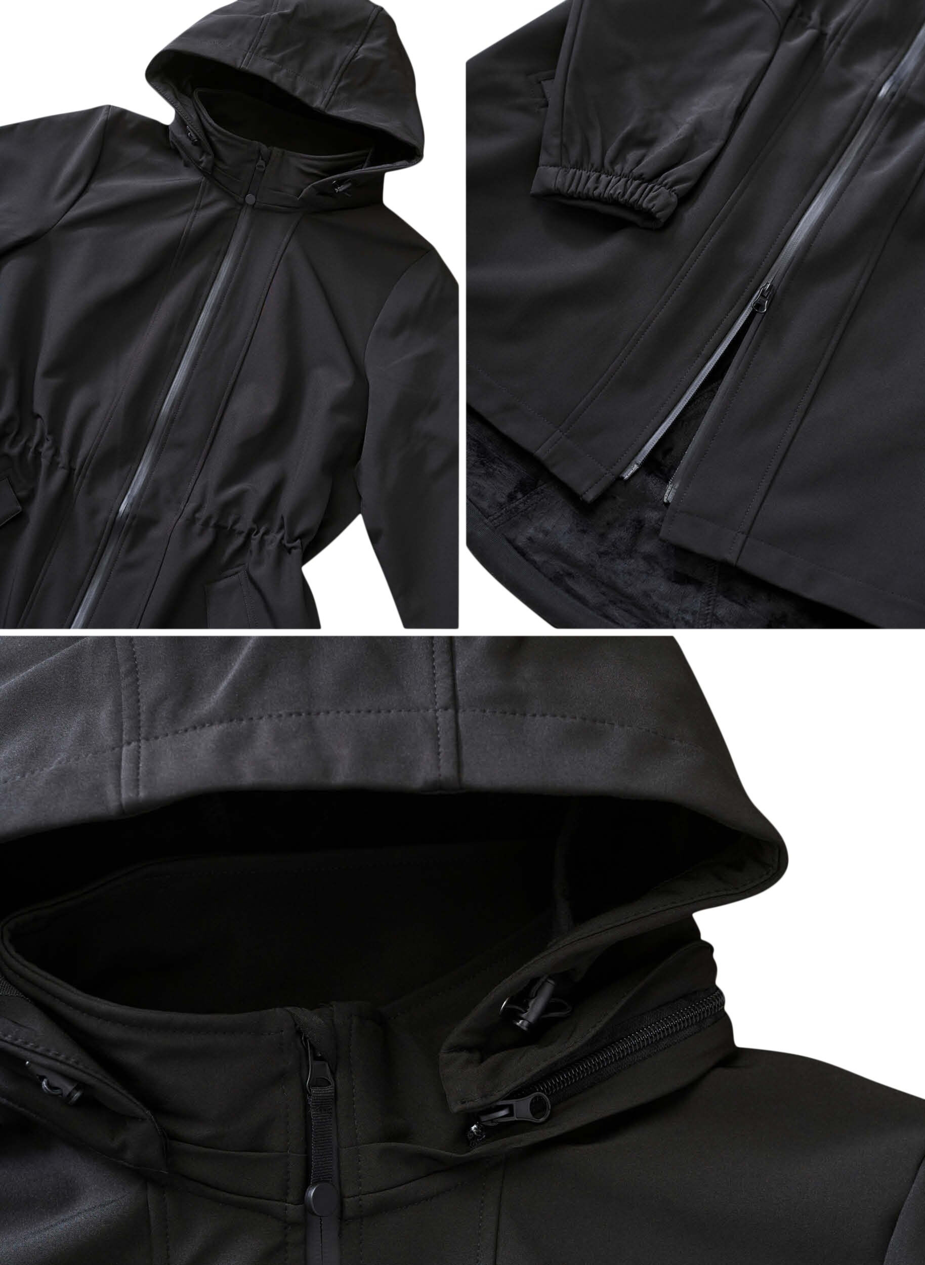 Zizzi Kurtka softshell z kapturem, Black solid, Packshot image number 4