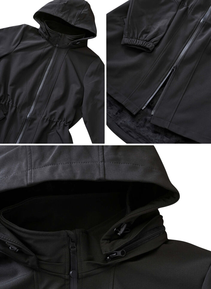Kurtka softshell z kapturem, Black solid, Packshot image number 4