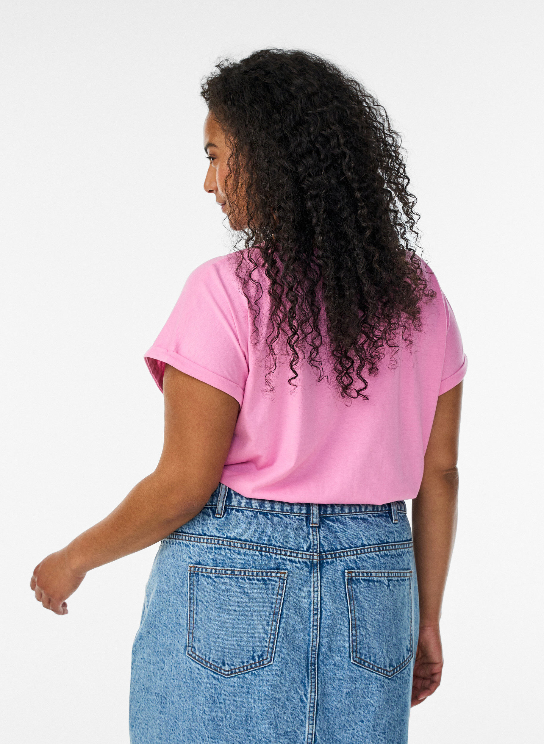 ZizziKoszulka z kr&oacute;tkimi rekawami wykonana z mieszanki bawelny, R&oacute;żowy, Model image number 2