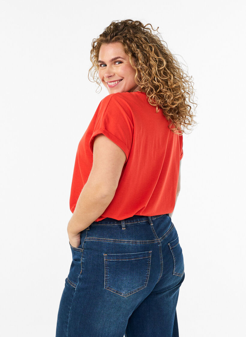 Koszulka z kr&oacute;tkimi rekawami wykonana z mieszanki bawelny, Pomarańczowy, Model image number 2