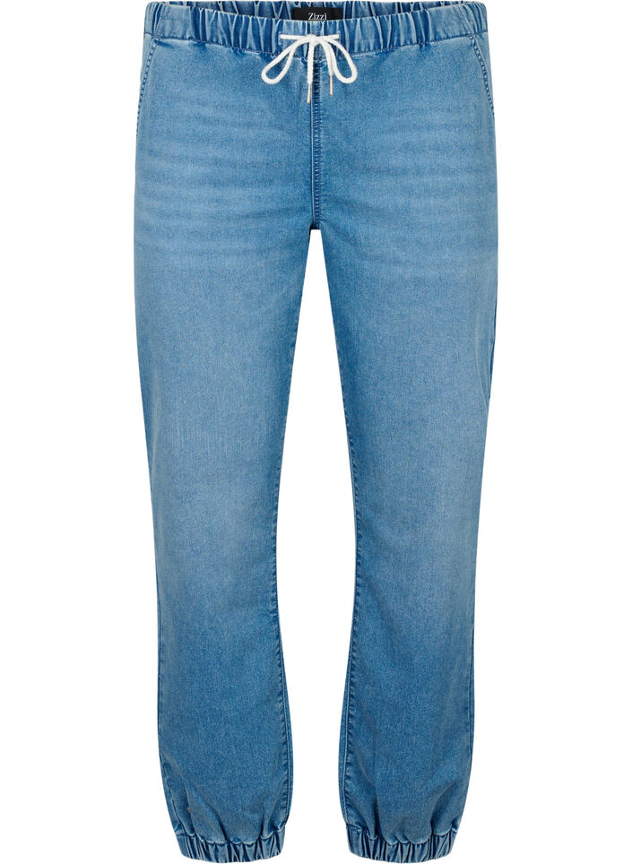 Jeansowe joggery z kieszeniami, Niebieskie, Packshot image number 0