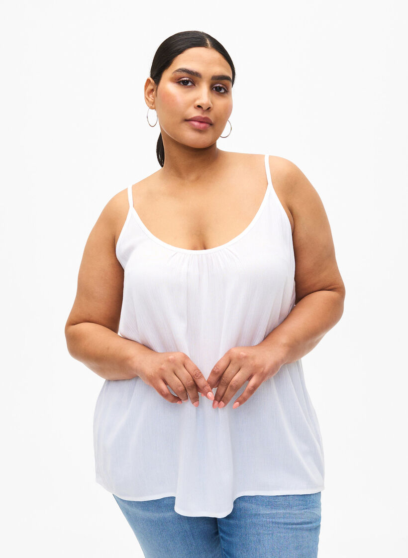 Top na ramiaczkach z wiskozy, Biały, Model image number 0
