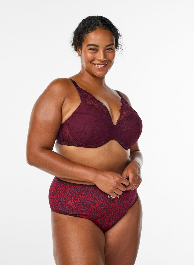 Usztywniany koronkowy biustonosz z fiszbinami, Czerwony, Model image number 1