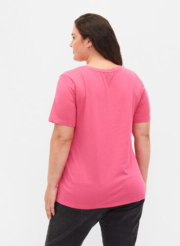 Podstawowa, gladka bawelniana koszulka, Hot Pink, Model image number 1