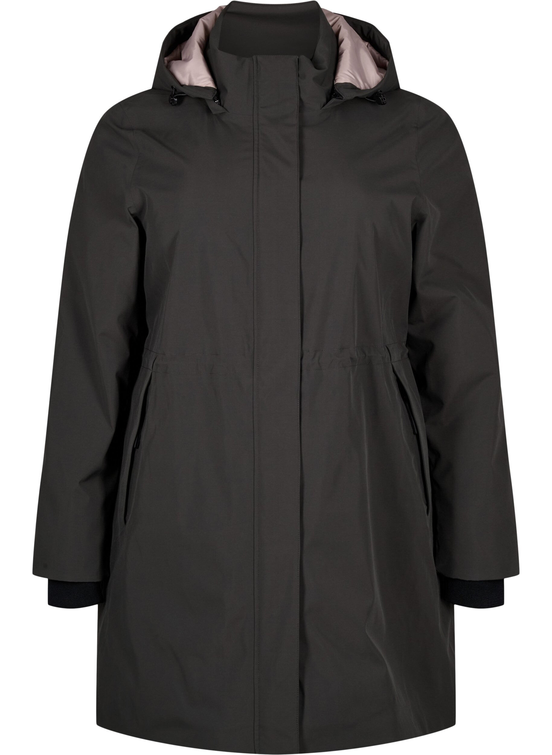 Zizzi Funkcjonalny zimowy plaszcz typu parka z kapturem, Raven, Packshot image number 0