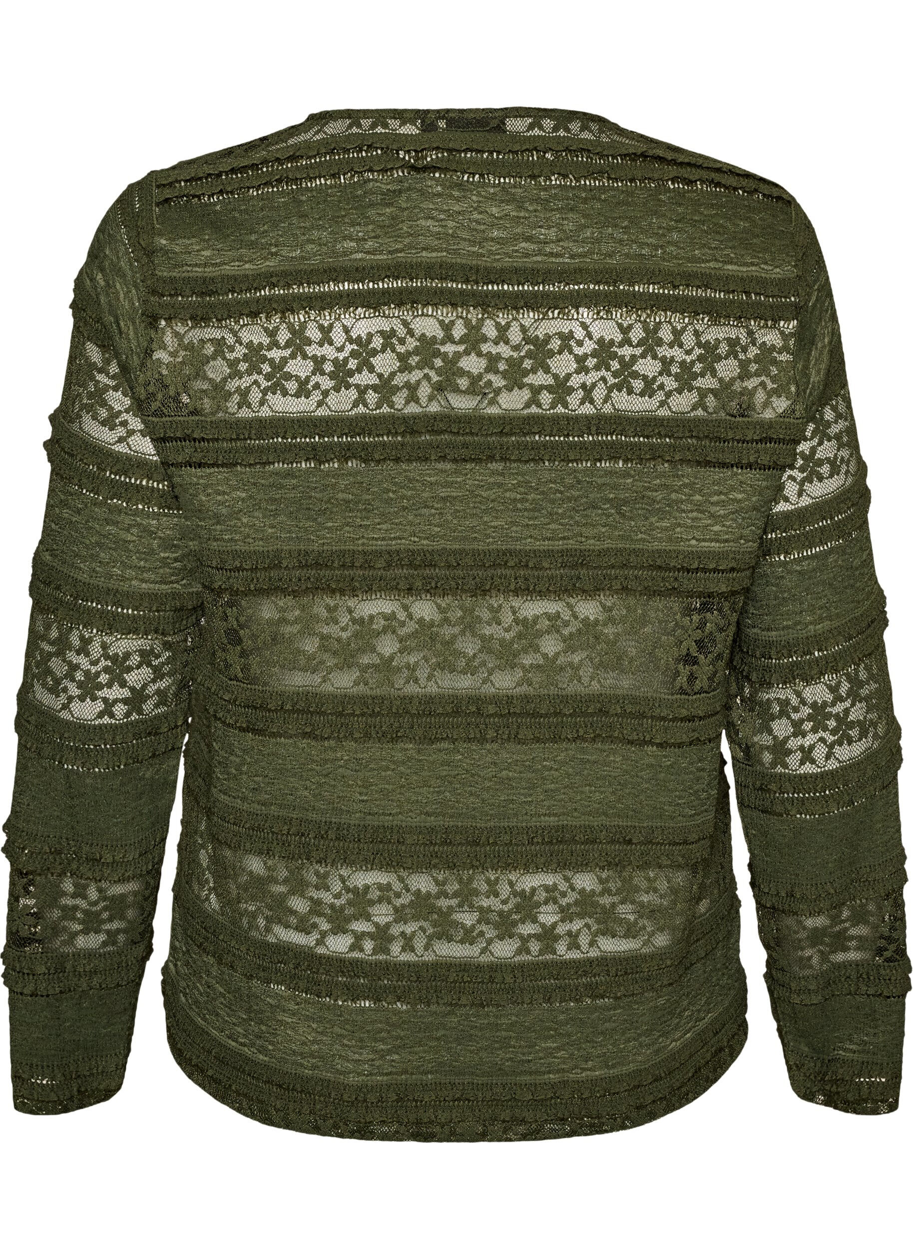ZizziKoronkowa bluzka z dlugim rekawem, Zielony, Packshot image number 1