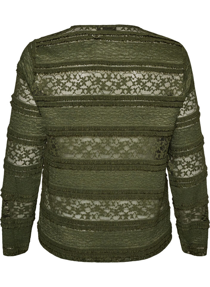 Koronkowa bluzka z dlugim rekawem, Zielony, Packshot image number 1