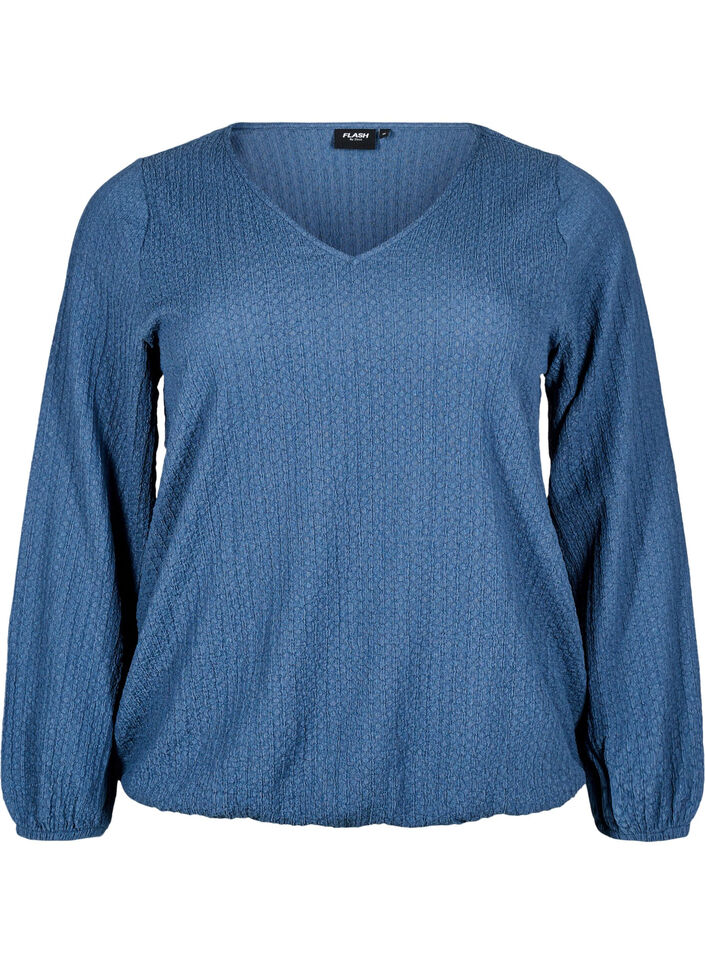 FLASH - Bluzka z faktura i dlugimi rekawami, Sargasso Sea, Packshot image number 0