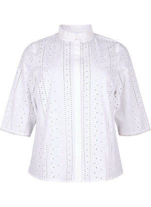 Bawelniana azurowa koszula, Bright White, Packshot image number 0