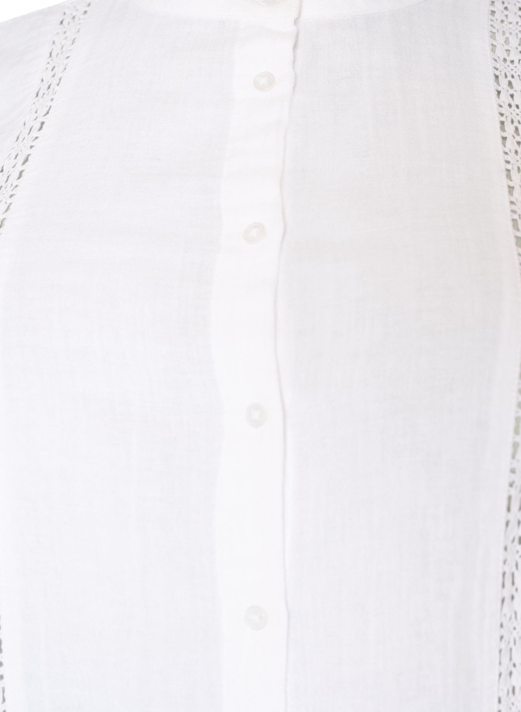 ZizziBluzka z bawelnianej muslinu z kr&oacute;tkim rekawem i haftem szydelkowym, Biały, Packshot image number 2