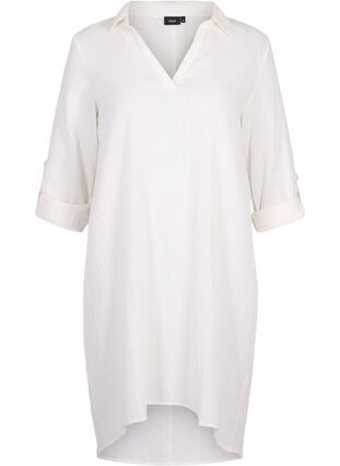 Sukienka z dekoltem w szpic i kolnierzem, White, Packshot image number 0