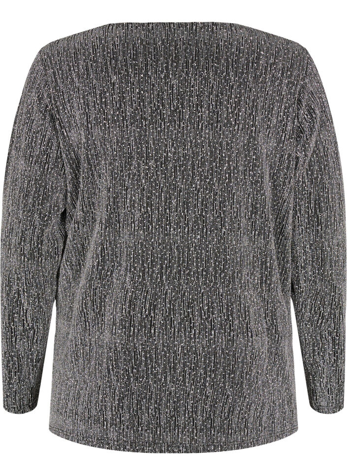 Zawijany, brokatowy top na impreze, Czarne, Packshot image number 1