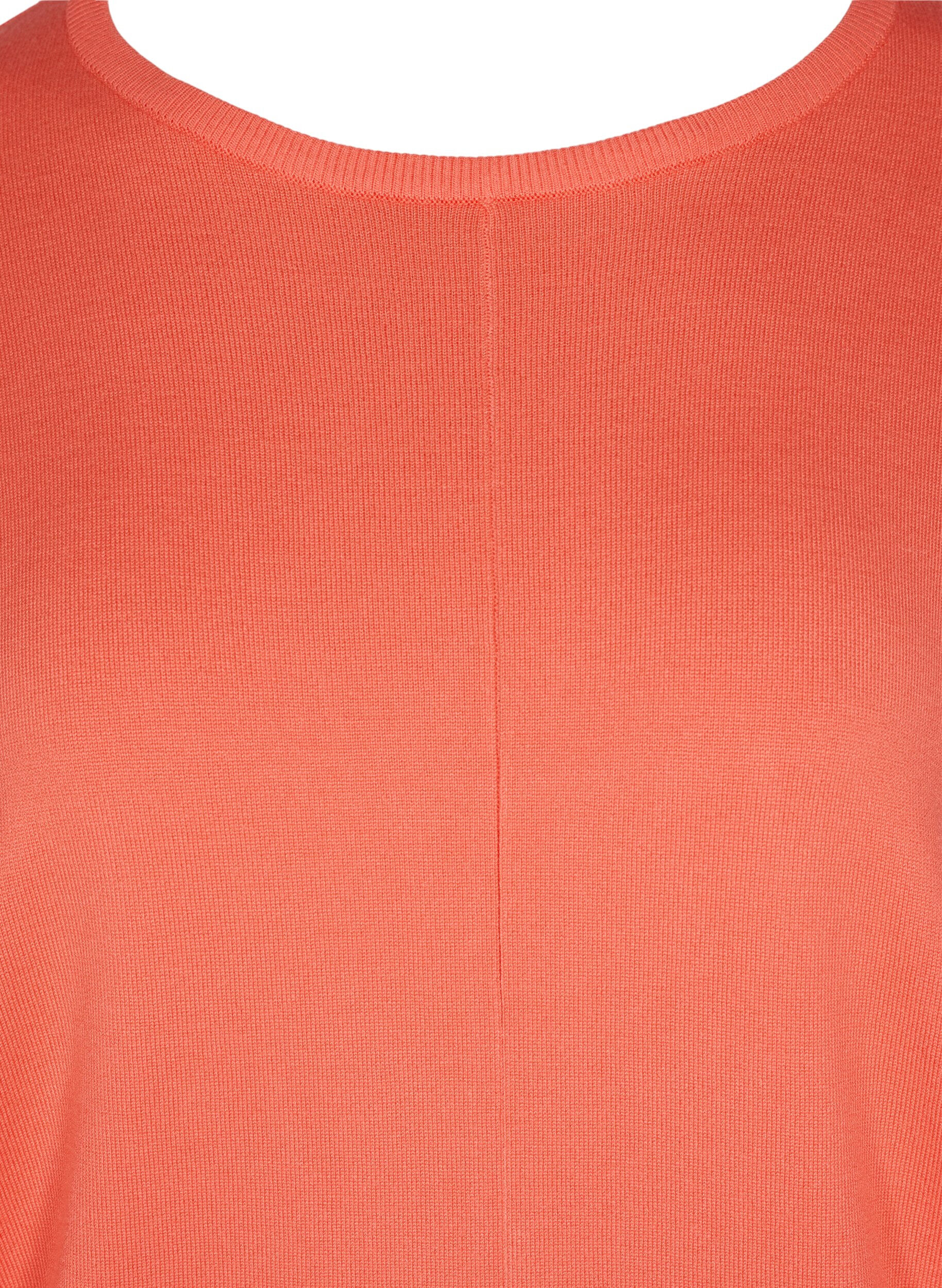 Zizzi Dzianinowy sweter z&nbsp;okraglym dekoltem, Living Coral, Packshot image number 2