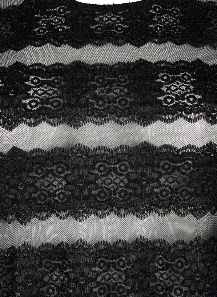 Sukienka midi z koronka i przezroczysta siateczka, Black, Packshot image number 2