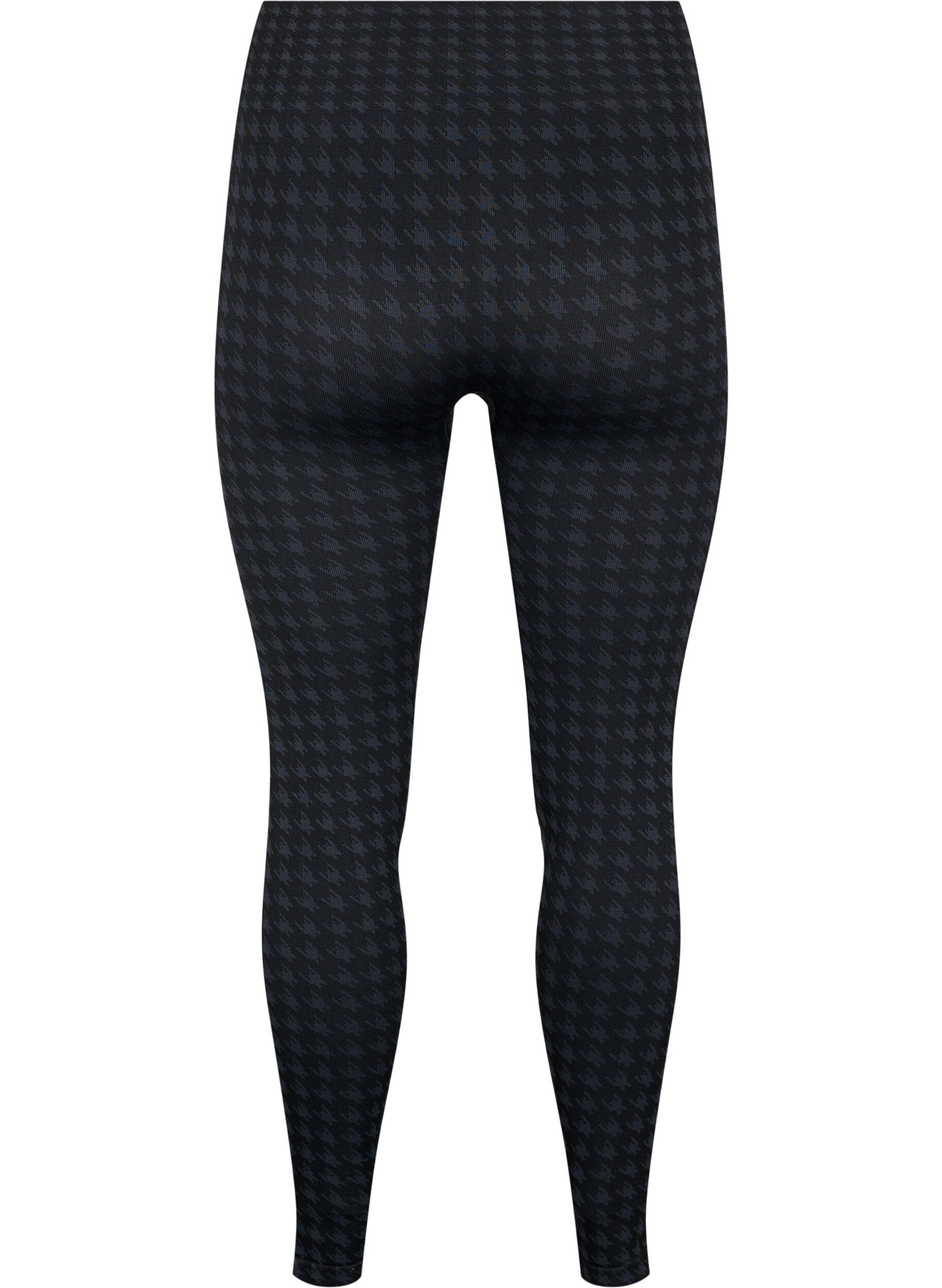 Zizzi  Bezszwowe legginsy w pepitke, Black w. Dark Grey, Packshot image number 1