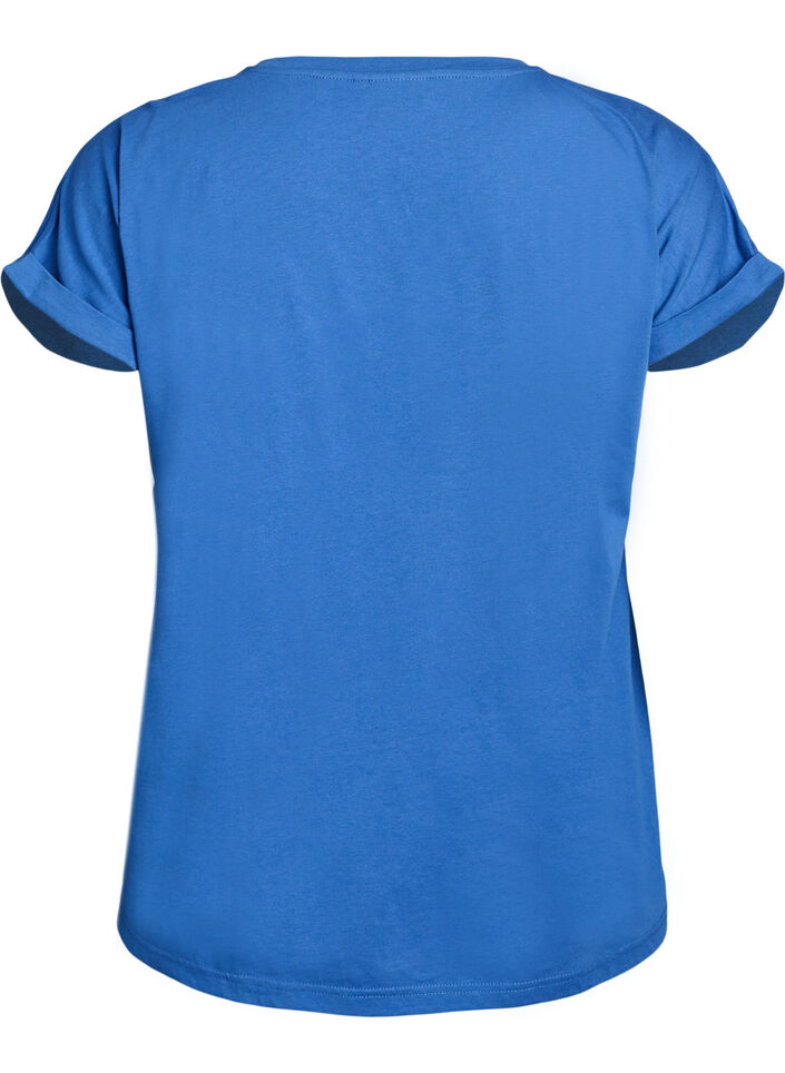 T-shirt z kr&oacute;tkim rekawem z mieszanki bawelny, Niebieskie, Packshot image number 1