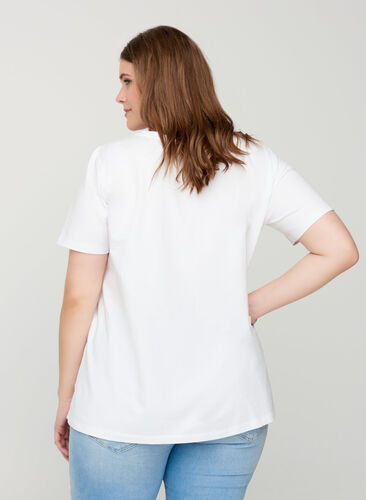 Koszulka typu basic z dekoltem w serek, Bright White, Model image number 1