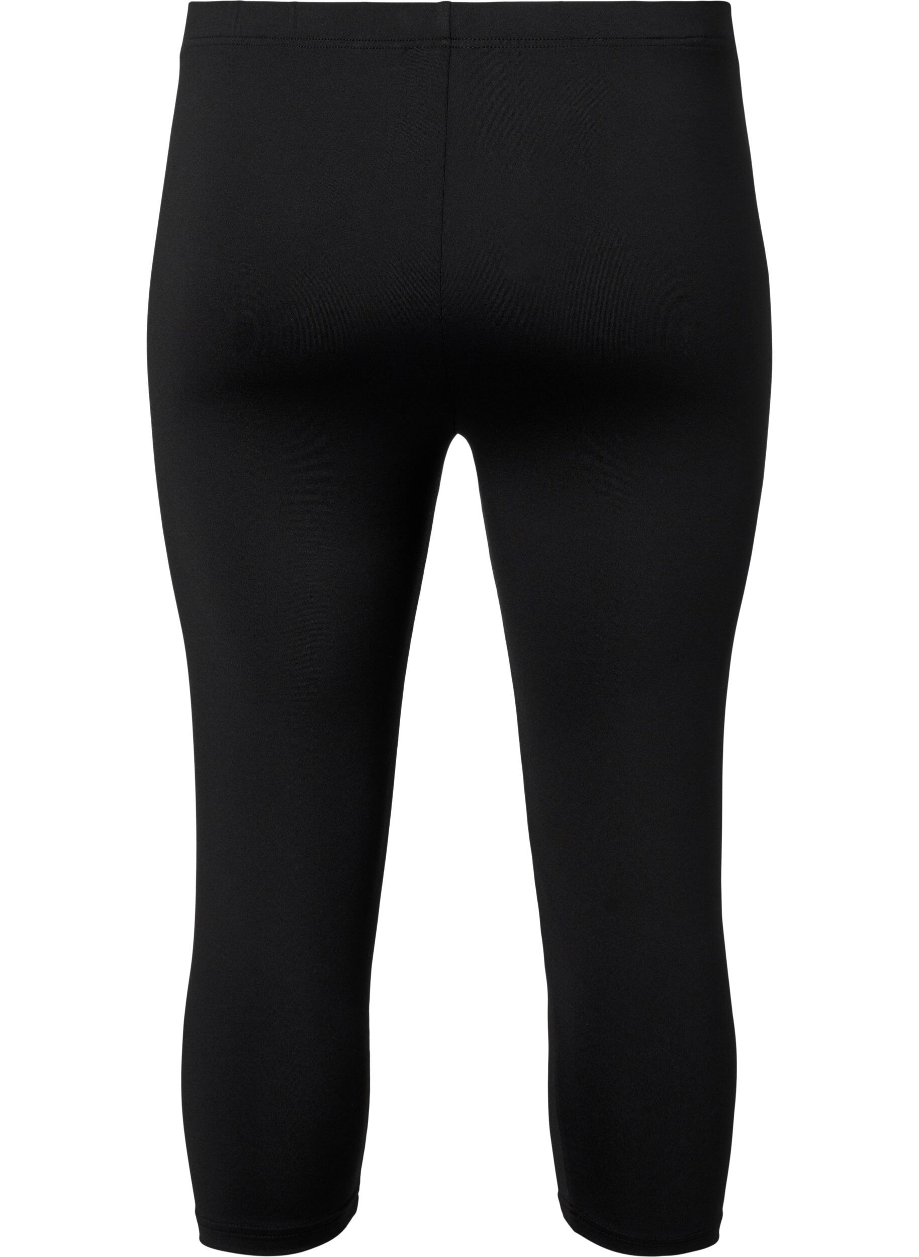 Zizzi 	 2-pack legginsy 3/4, Black / LEO AOP, Packshot image number 1