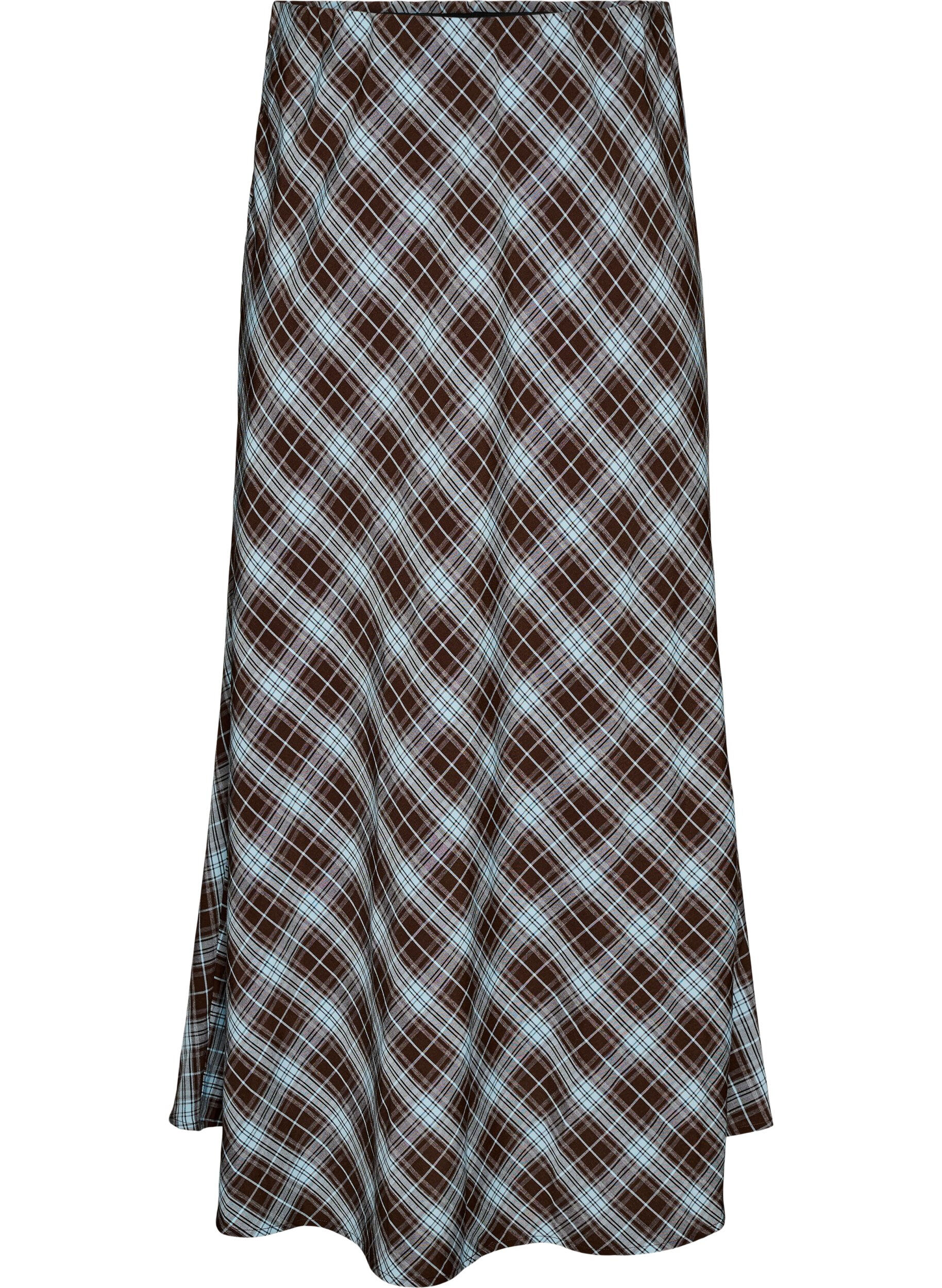 ZizziTrapezowa sp&oacute;dnica maxi w kratke, Niebieskie, Packshot image number 0